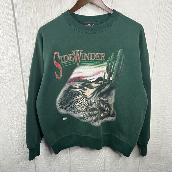 Vintage 90’s Harley Davidson Green Side Winder Snake Crewneck Size Large - Picture 1 of 5